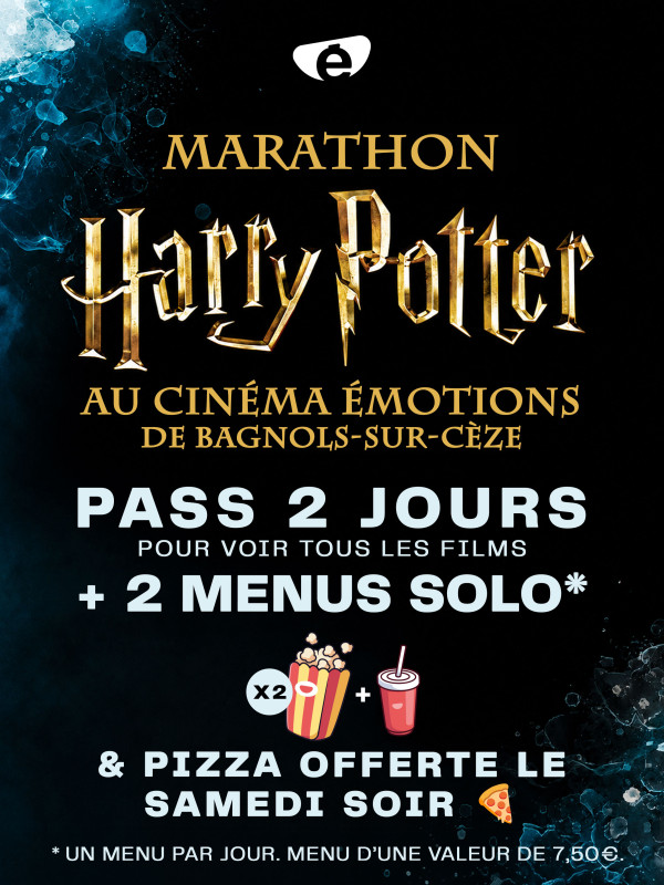 Affiche MARATHON HARRY POTTER - 2 JOURS - POPS + PIZZA
